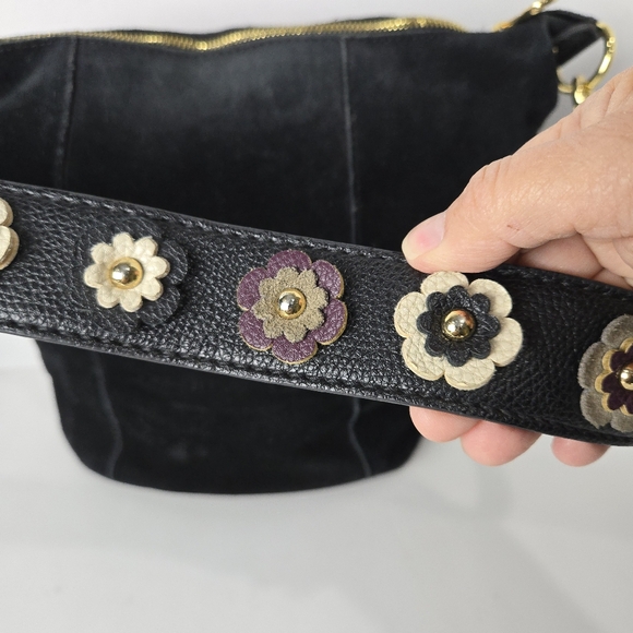 Emma Fox Flower Black Suede Purse - Picture 4 of 10